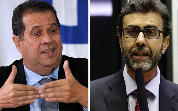 Presidente nacional do PDT, Carlos Lupi, e o deputado federal Marcelo Freixo (PSOL-RJ)