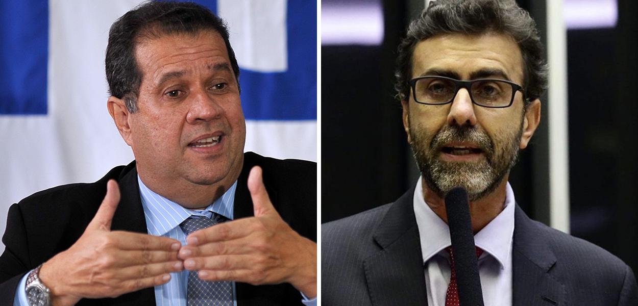 Presidente nacional do PDT, Carlos Lupi, e o deputado federal Marcelo Freixo (PSOL-RJ)