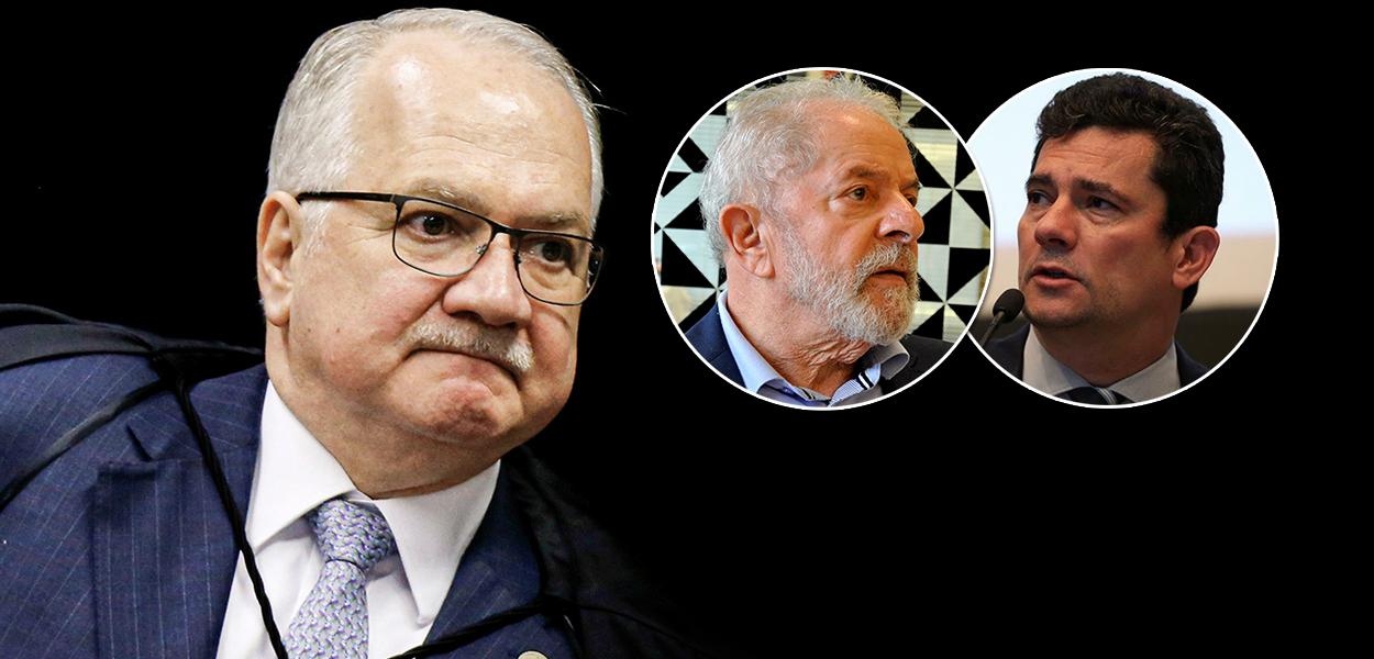 Ministro do STF Edson Fachin, ex-presidente Lula e Sérgio Moro