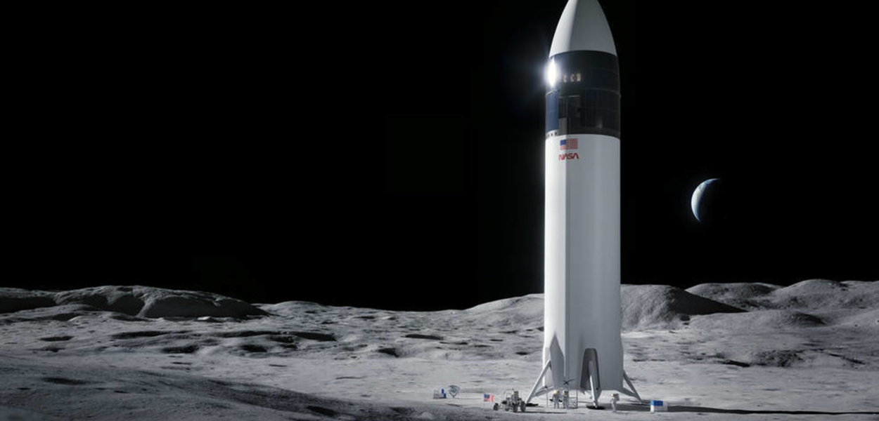 Ilustração do design do módulo de pouso lunar da SpaceX Starship