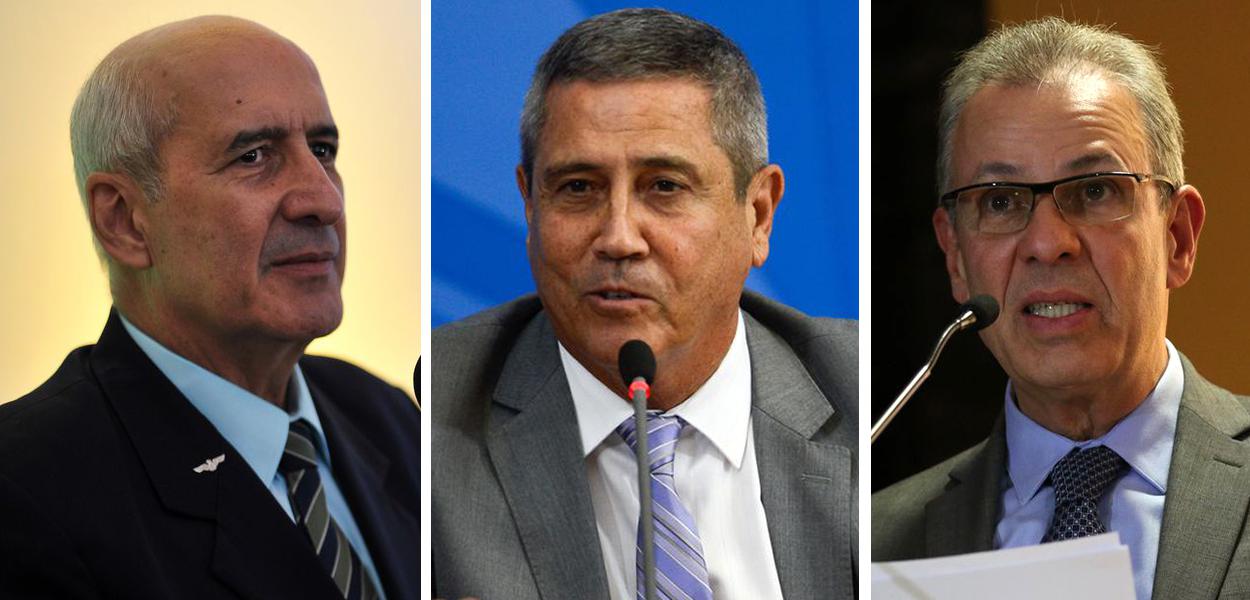 General Luiz Eduardo Ramos, o  general Braga Netto e  almirante Bento Albuquerque