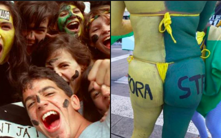 Em 1992, eram os caras pintadas que iam para as ruas; agora são as bolsonaristas com a bunda pintada (reprodução do Twitter)