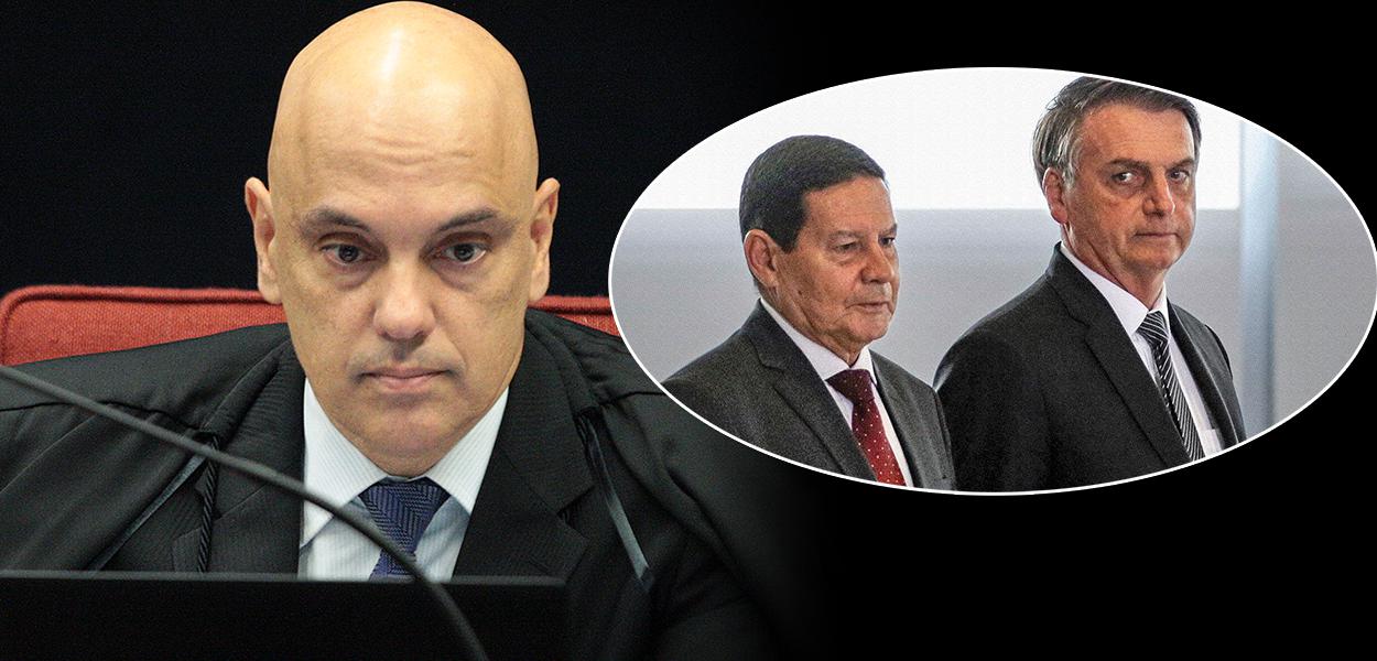 Ministro do STF Alexandre de Moraes, Jair Bolsonaro e Hamilton Mourão