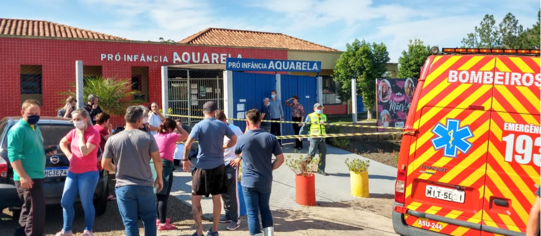 Escola infantil Pró-Infância Aquarela, na rua Quintino Bocaiúva, no bairro Industrial, em Saudades, no Oeste catarinense, na manhã desta terça-feira (4)