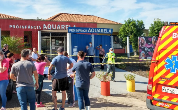 Escola infantil Pró-Infância Aquarela, na rua Quintino Bocaiúva, no bairro Industrial, em Saudades, no Oeste catarinense, na manhã desta terça-feira (4)