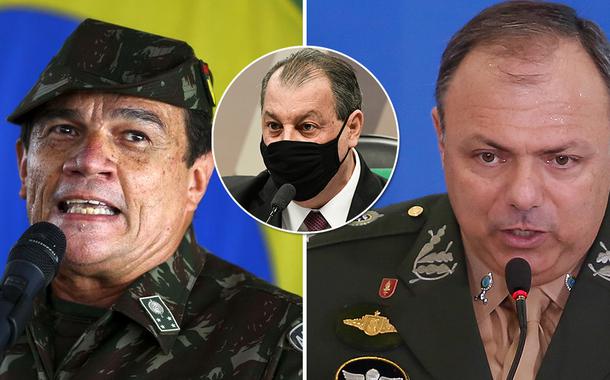 Comandante do Exército, general Paulo Sergio Nogueira de Oliveira, senador Omar Aziz (PSD-AM) e o ex-ministro Eduardo Pazuello