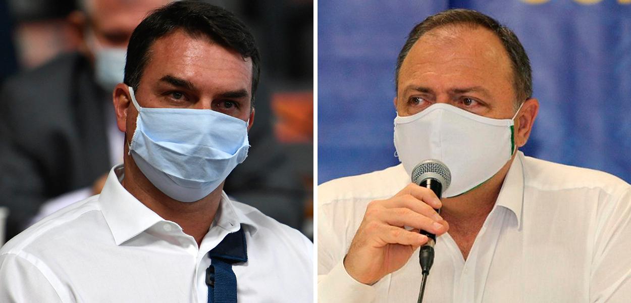 Flávio Bolsonaro e Eduardo Pazuello