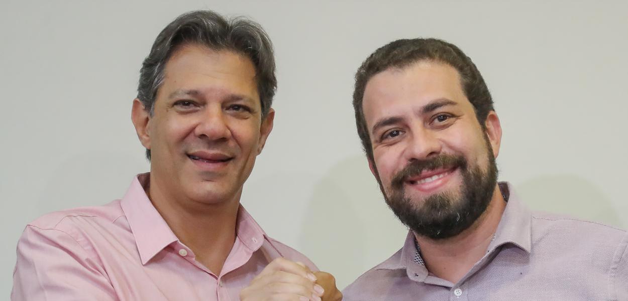 Ex-prefeito de SP Fernando Haddad e o líder do MTST, Guilherme Boulos