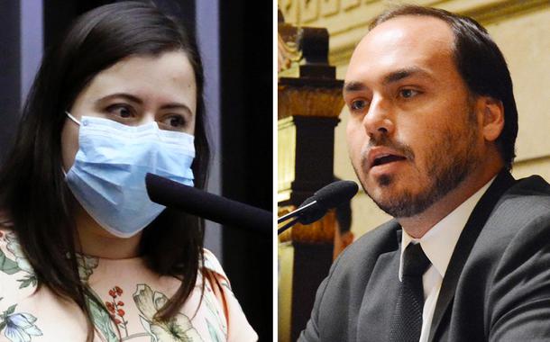 Deputada Samia Bomfim e o vereador Carlos Bolsonaro