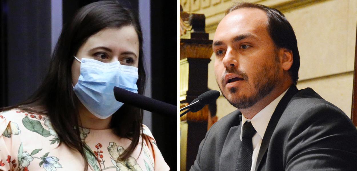 Deputada Samia Bomfim e o vereador Carlos Bolsonaro