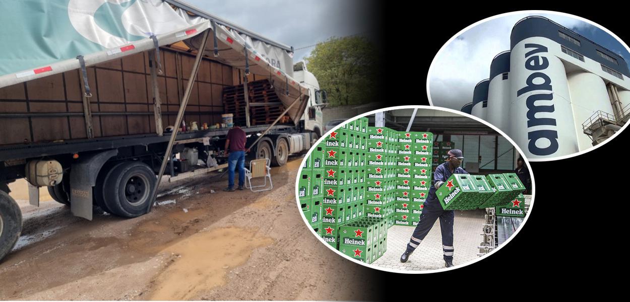 Motorista ao lado da carreta de um caminhão na garagem da empresa Sider