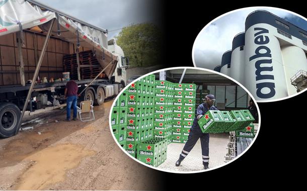 Motorista ao lado da carreta de um caminhão na garagem da empresa Sider