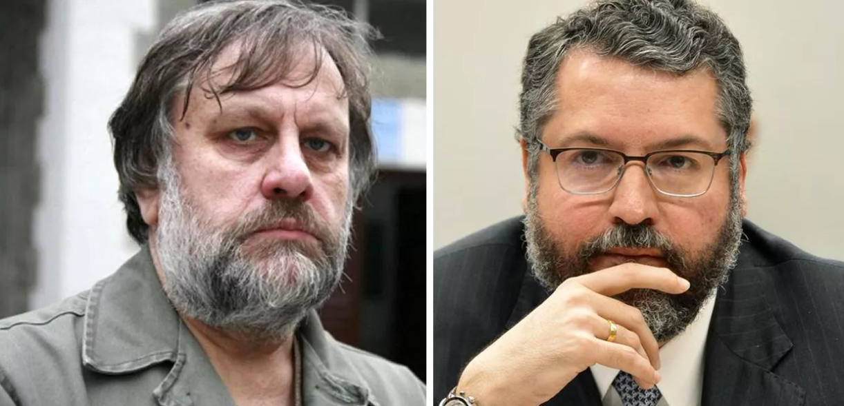 Filósofo Slavoj Zizek e o ex-chanceler Ernesto Araújo