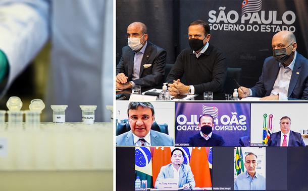 Yang Wanming e governadores em reunião por videoconferência
