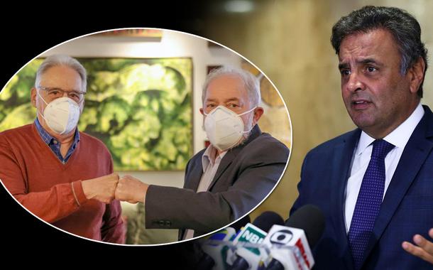 Ex-presidentes FHC e Lula, e o deputado Aécio Neves (PSDB)