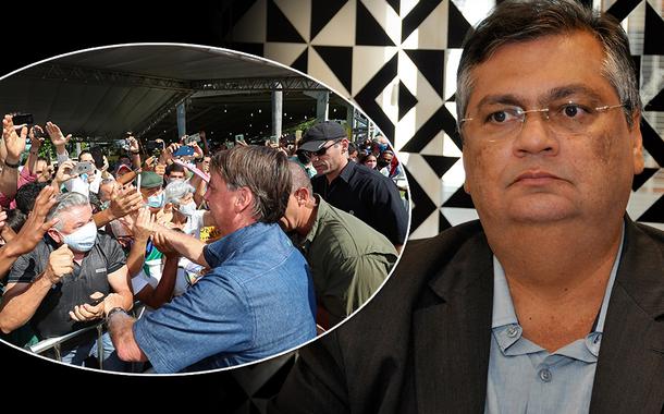 Bolsonaro  causando aglomeração e Flávio Dino