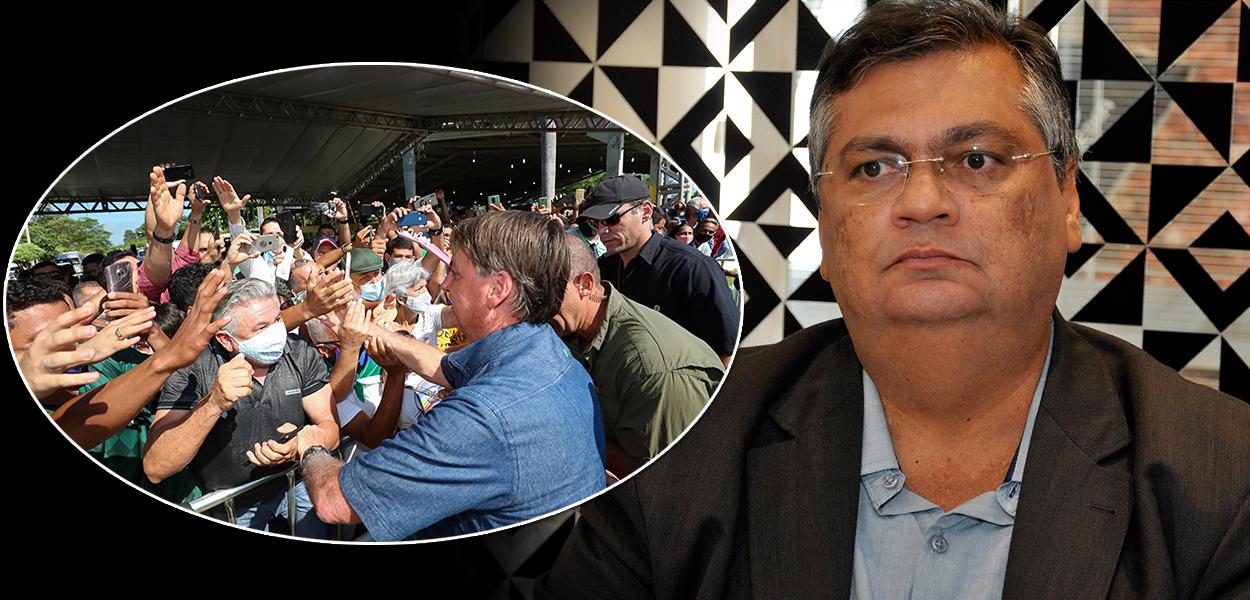 Bolsonaro  causando aglomeração e Flávio Dino