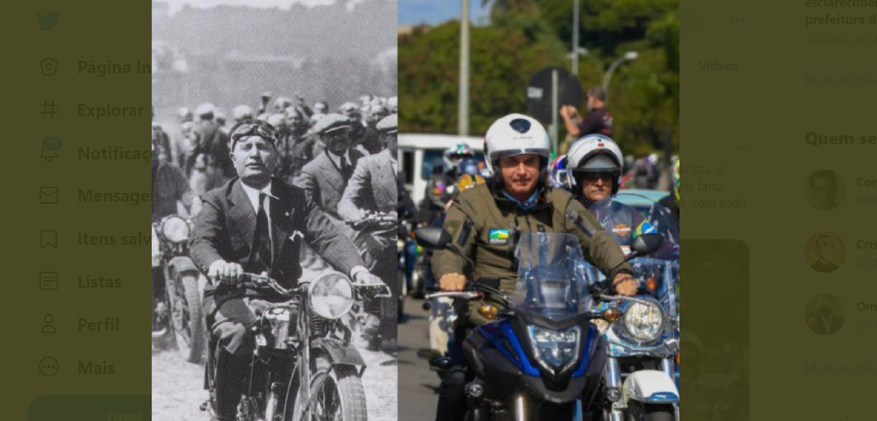 Bolsonaro e os ditadores fascistas Mussolini e Hitler
