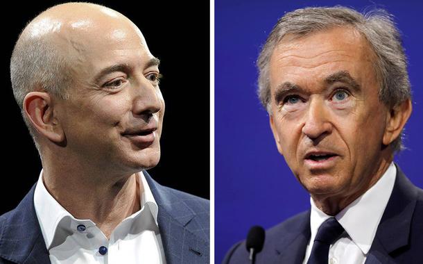 Jeff Bezos (Amazon) e Bernard Arnault (Louis Vuitton)