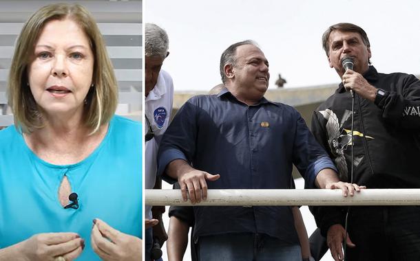 Eliane Cantanhêde e Pazuello com Bolsonaro