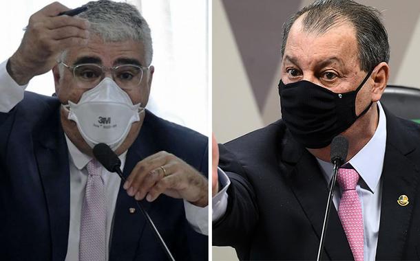 Senadores Eduardo Girão (PODE-CE) e Omar Aziz (PSD-AM)