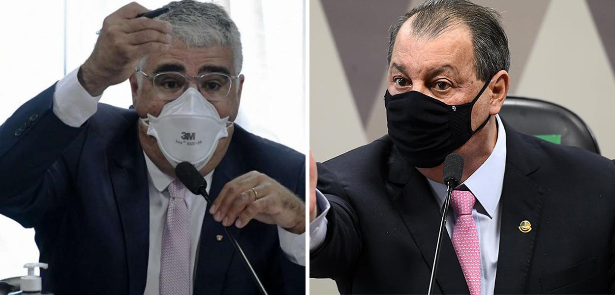 Senadores Eduardo Girão (PODE-CE) e Omar Aziz (PSD-AM)