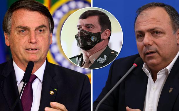 Jair Bolsonaro, general Paulo Sérgio comandante do Exército e Eduardo Pazuello