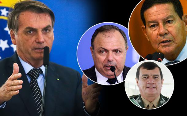 Jair Bolsonaro, Eduardo Pazuello, Hamilton Mourão e Paulo Sérgio Nogueira de Oliveira