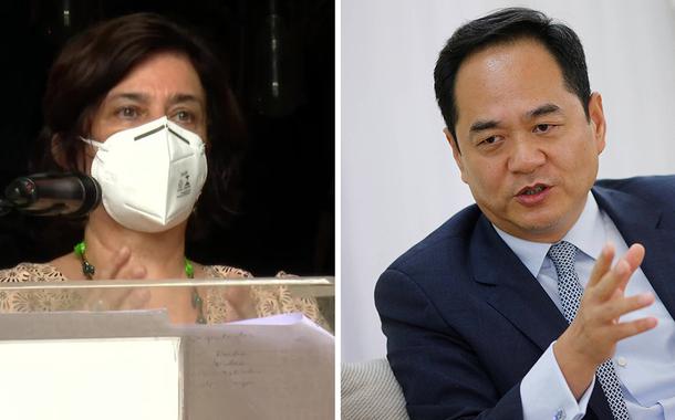 A presidente da Fiocruz, Nísia Trindade Lima, e o embaixador da China no Brasil, Yang Wanming