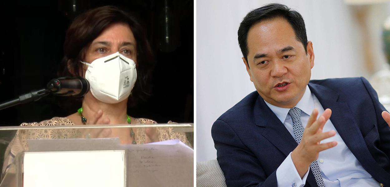 A presidente da Fiocruz, Nísia Trindade Lima, e o embaixador da China no Brasil, Yang Wanming