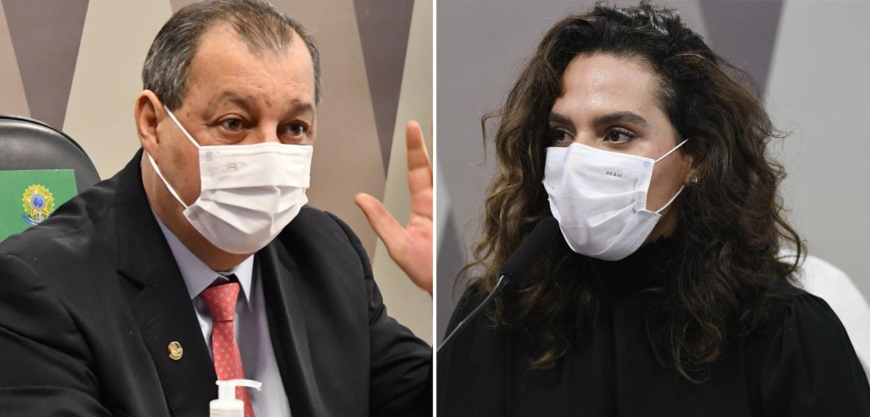 Presidente da CPI da Covid, Omar Aziz (PSD-AM), e a médica Luana Araújo