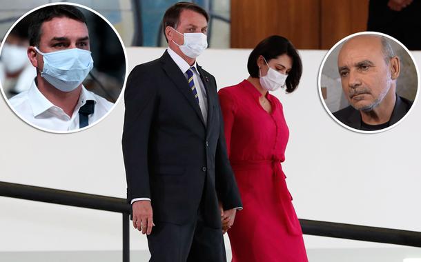 Flávio Bolsonaro, Jair e Michelle Bolsonaro e Fabrício Queiroz