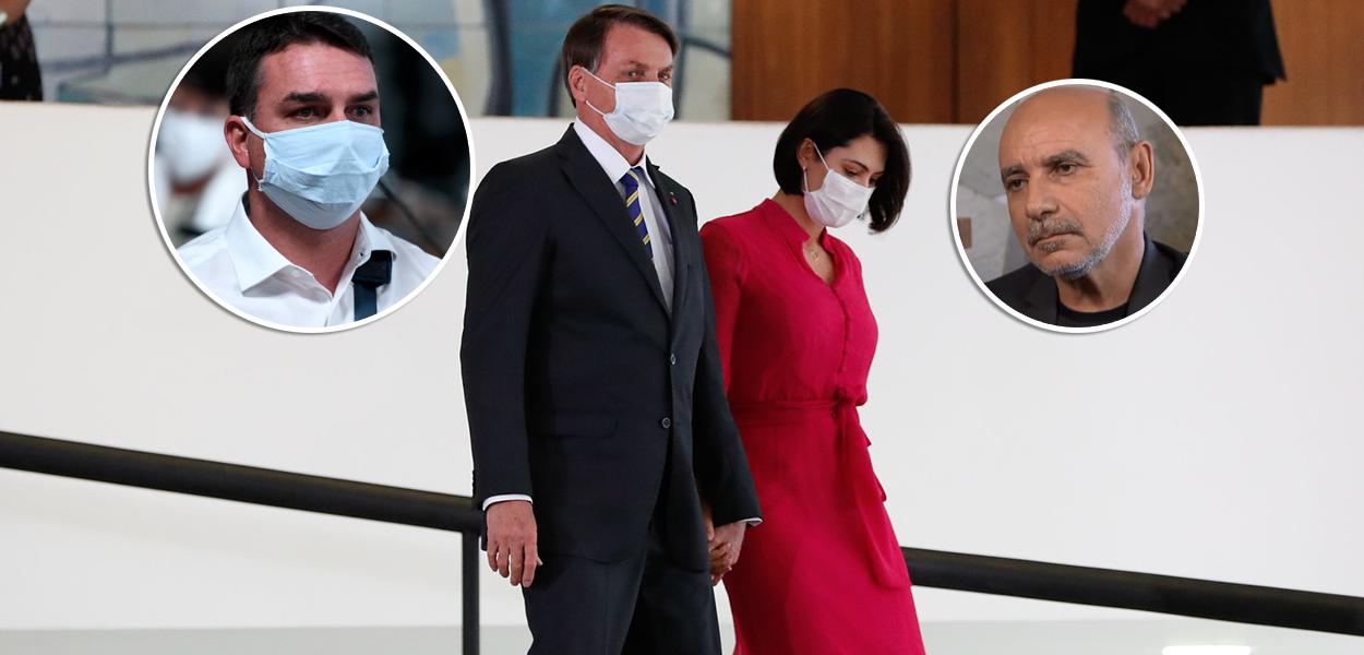 Flávio Bolsonaro, Jair e Michelle Bolsonaro e Fabrício Queiroz