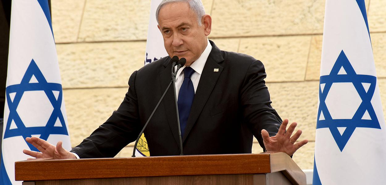 Primeiro-ministro de Israel, Benjamin Netanyahu em Jerusalém 13/04/2021