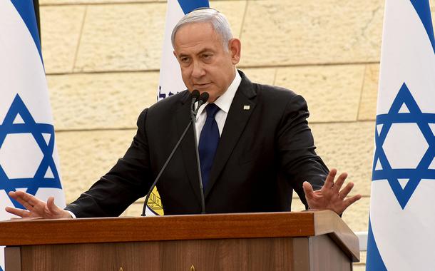 Primeiro-ministro de Israel, Benjamin Netanyahu em Jerusalém 13/04/2021