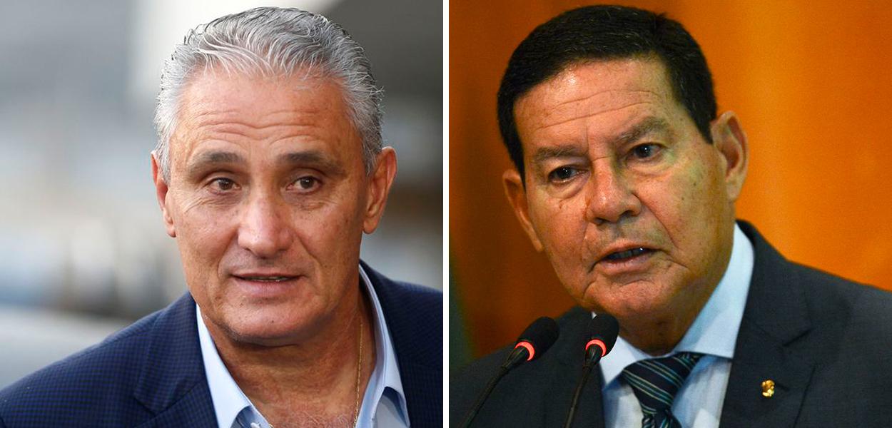Técnico Tite e o vice-presidente Hamilton Mourão