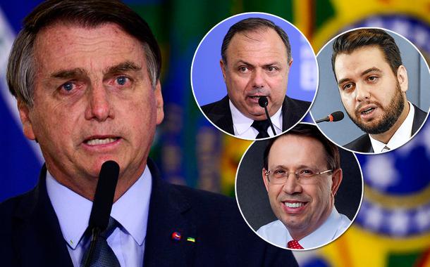 Jair Bolsonaro, ex-ministro Eduardo Pazuello, assessor Filipe Martins e o empresário Carlos Wizard