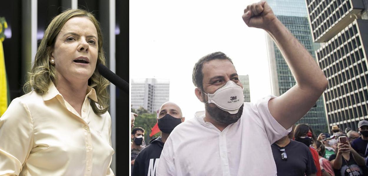 Gleisi Hoffmann e Guilherme Boulos (Foto: Gustavo Bezerra | Reprodução/Facebook) Gleisi Hoffmann e Guilherme Boulos