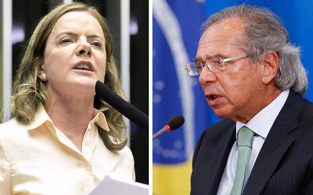 Gleisi Hoffmann e Paulo Guedes