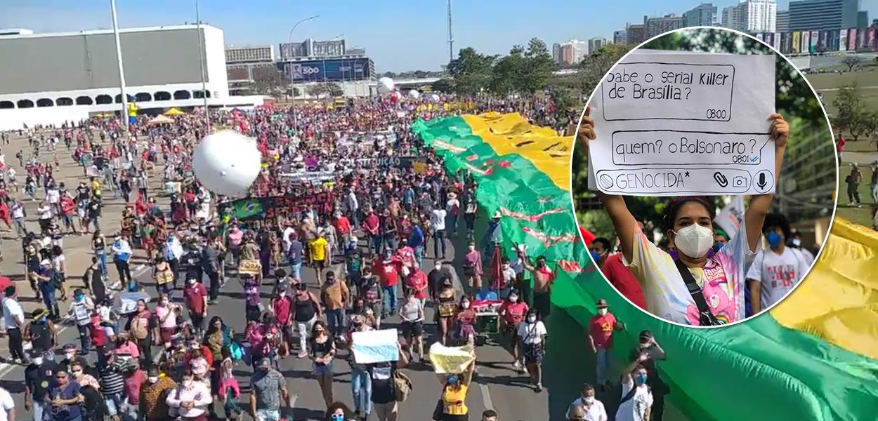 Manifestação pelo Fora Bolsonaro em Brasília, neste sábado (19)