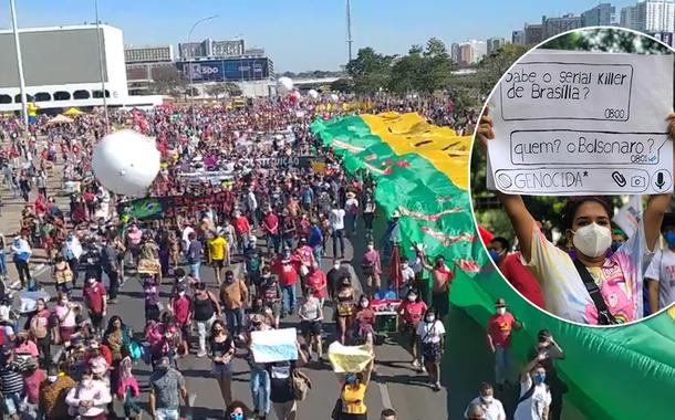 Manifestação pelo Fora Bolsonaro em Brasília, neste sábado (19)