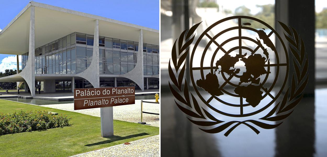 Planalto e o símbolo da ONU