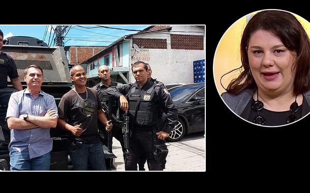 Bolsonaro com policiais e Isabel Figueiredo