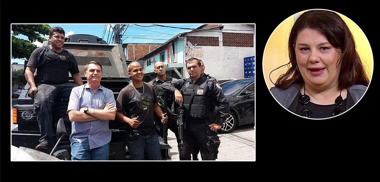 Bolsonaro com policiais e Isabel Figueiredo