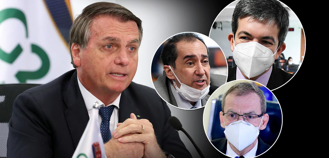 Jair Bolsonaro, Randolfe Rodrigues, Jorge Kajuru e Fabiano Contarato