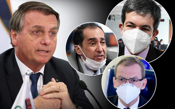 Jair Bolsonaro, Randolfe Rodrigues, Jorge Kajuru e Fabiano Contarato