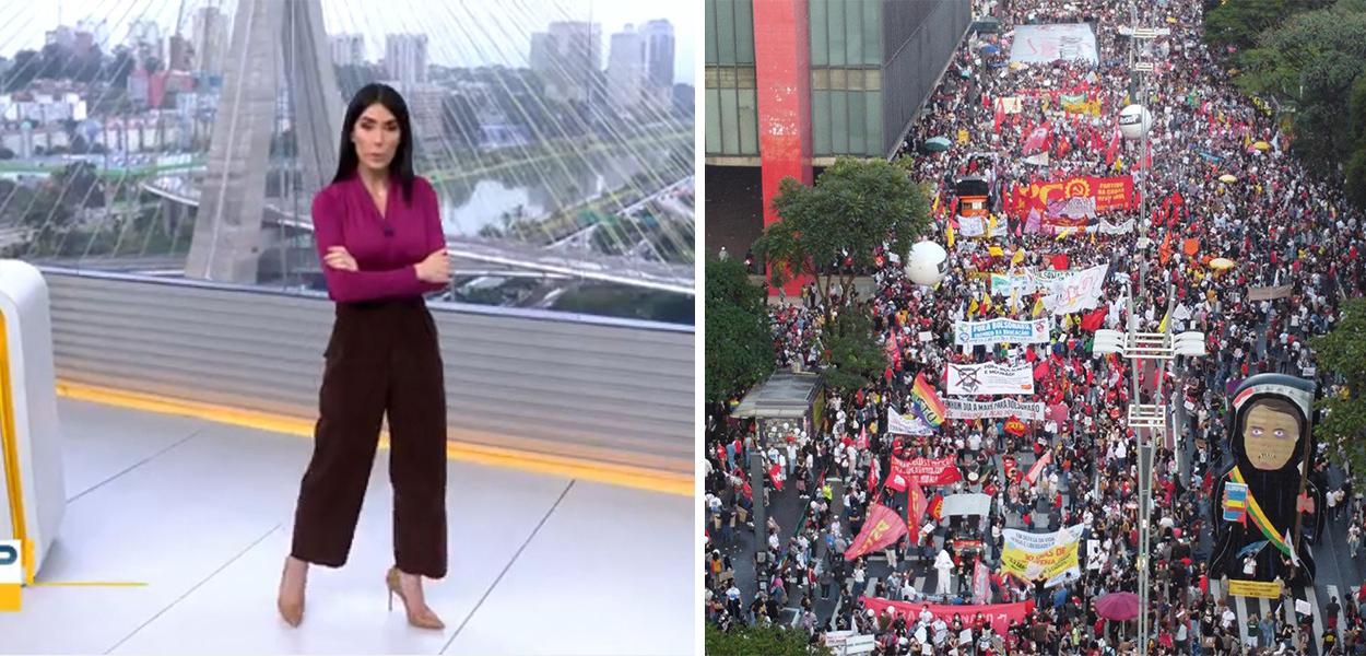 Michelle Barros e manifestação: já não dá para segurar o grito. Foto: reprodução