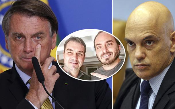 Bolsonaro, Flávio com Carlos Bolsonaro e Alexandre de Moraes