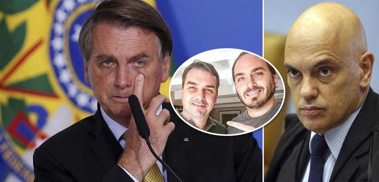 Bolsonaro, Flávio com Carlos Bolsonaro e Alexandre de Moraes