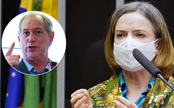 Ex-ministro Ciro Gomes e a presidente nacional do PT, Gleisi Hoffmann